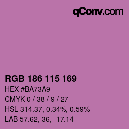 颜色代码: RGB 186 115 169 | qconv.com