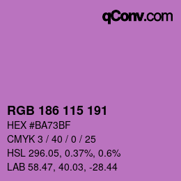 Color code: RGB 186 115 191 | qconv.com