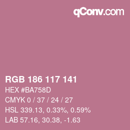 Código de color: RGB 186 117 141 | qconv.com