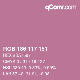Color code: RGB 186 117 151 | qconv.com