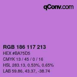 Color code: RGB 186 117 213 | qconv.com