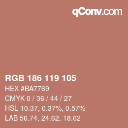 カラーコード: RGB 186 119 105 | qconv.com