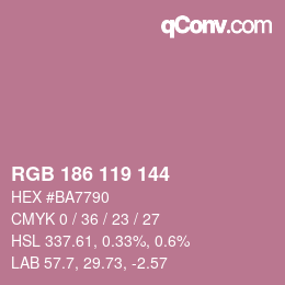 Color code: RGB 186 119 144 | qconv.com