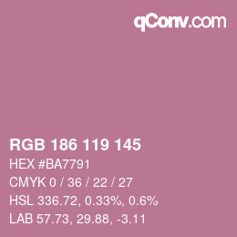 Color code: RGB 186 119 145 | qconv.com