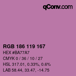 Color code: RGB 186 119 167 | qconv.com