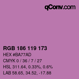 カラーコード: RGB 186 119 173 | qconv.com