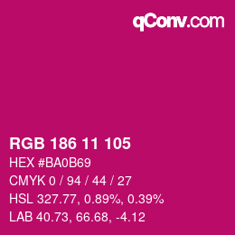 カラーコード: RGB 186 11 105 | qconv.com