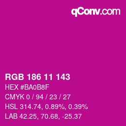 Color code: RGB 186 11 143 | qconv.com