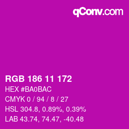 Color code: RGB 186 11 172 | qconv.com