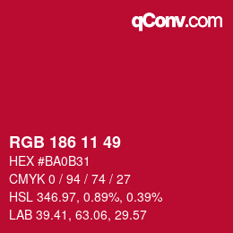 Farbcode: RGB 186 11 49 | qconv.com