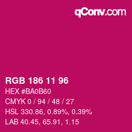 Farbcode: RGB 186 11 96 | qconv.com