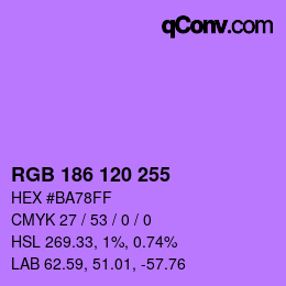 カラーコード: RGB 186 120 255 | qconv.com