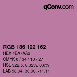 Color code: RGB 186 122 162 | qconv.com