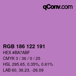 Color code: RGB 186 122 191 | qconv.com