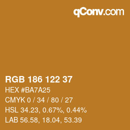 颜色代码: RGB 186 122 37 | qconv.com