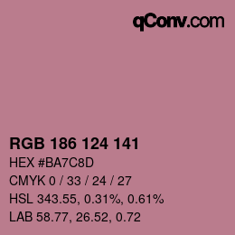 Color code: RGB 186 124 141 | qconv.com
