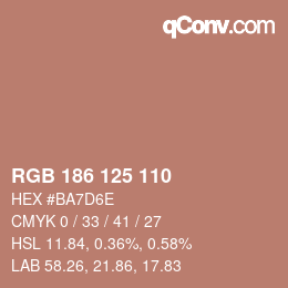 颜色代码: RGB 186 125 110 | qconv.com