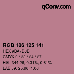Color code: RGB 186 125 141 | qconv.com
