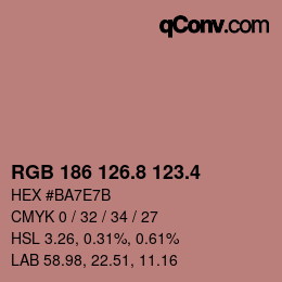 カラーコード: RGB 186 126.8 123.4 | qconv.com
