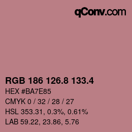 カラーコード: RGB 186 126.8 133.4 | qconv.com
