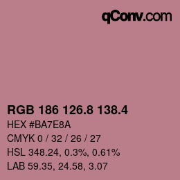 カラーコード: RGB 186 126.8 138.4 | qconv.com