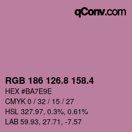 カラーコード: RGB 186 126.8 158.4 | qconv.com