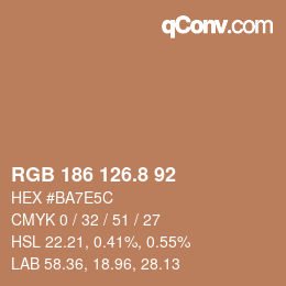 カラーコード: RGB 186 126.8 92 | qconv.com