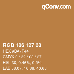 Color code: RGB 186 127 68 | qconv.com
