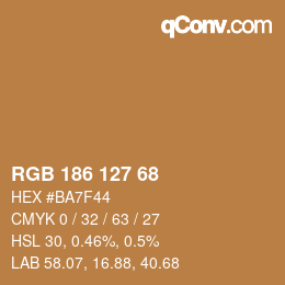 Color code: RGB 186 127 68 | qconv.com