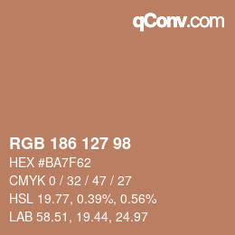 颜色代码: RGB 186 127 98 | qconv.com