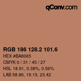 カラーコード: RGB 186 128.2 101.6 | qconv.com