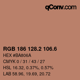 カラーコード: RGB 186 128.2 106.6 | qconv.com