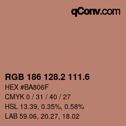 カラーコード: RGB 186 128.2 111.6 | qconv.com