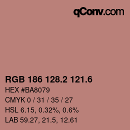 カラーコード: RGB 186 128.2 121.6 | qconv.com