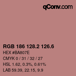 カラーコード: RGB 186 128.2 126.6 | qconv.com