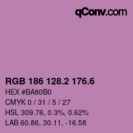 カラーコード: RGB 186 128.2 176.6 | qconv.com