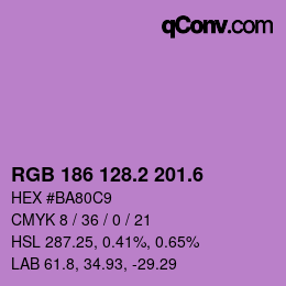 カラーコード: RGB 186 128.2 201.6 | qconv.com