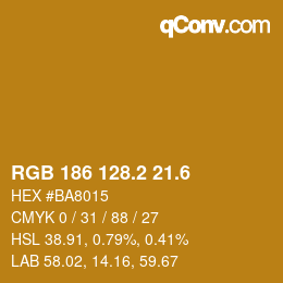 カラーコード: RGB 186 128.2 21.6 | qconv.com