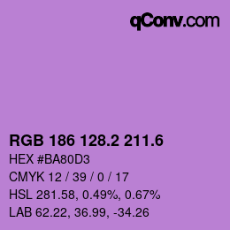 カラーコード: RGB 186 128.2 211.6 | qconv.com