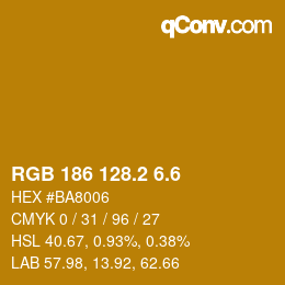 カラーコード: RGB 186 128.2 6.6 | qconv.com