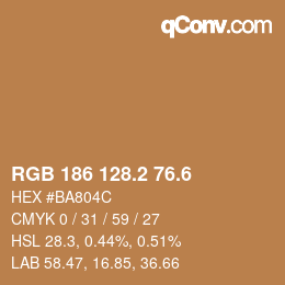 カラーコード: RGB 186 128.2 76.6 | qconv.com