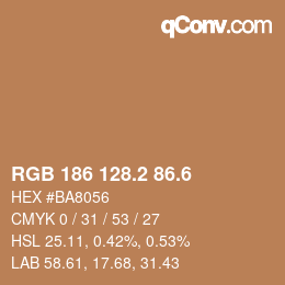 カラーコード: RGB 186 128.2 86.6 | qconv.com