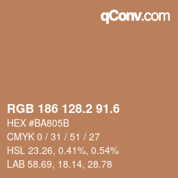 カラーコード: RGB 186 128.2 91.6 | qconv.com