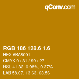 カラーコード: RGB 186 128.6 1.6 | qconv.com
