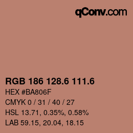 カラーコード: RGB 186 128.6 111.6 | qconv.com