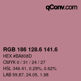 カラーコード: RGB 186 128.6 141.6 | qconv.com