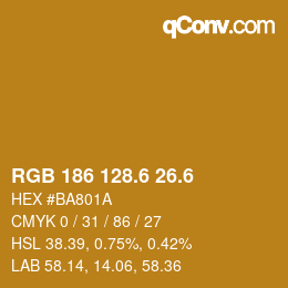 カラーコード: RGB 186 128.6 26.6 | qconv.com