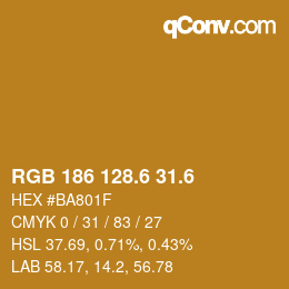 カラーコード: RGB 186 128.6 31.6 | qconv.com