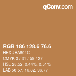 カラーコード: RGB 186 128.6 76.6 | qconv.com