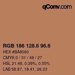 カラーコード: RGB 186 128.6 96.6 | qconv.com